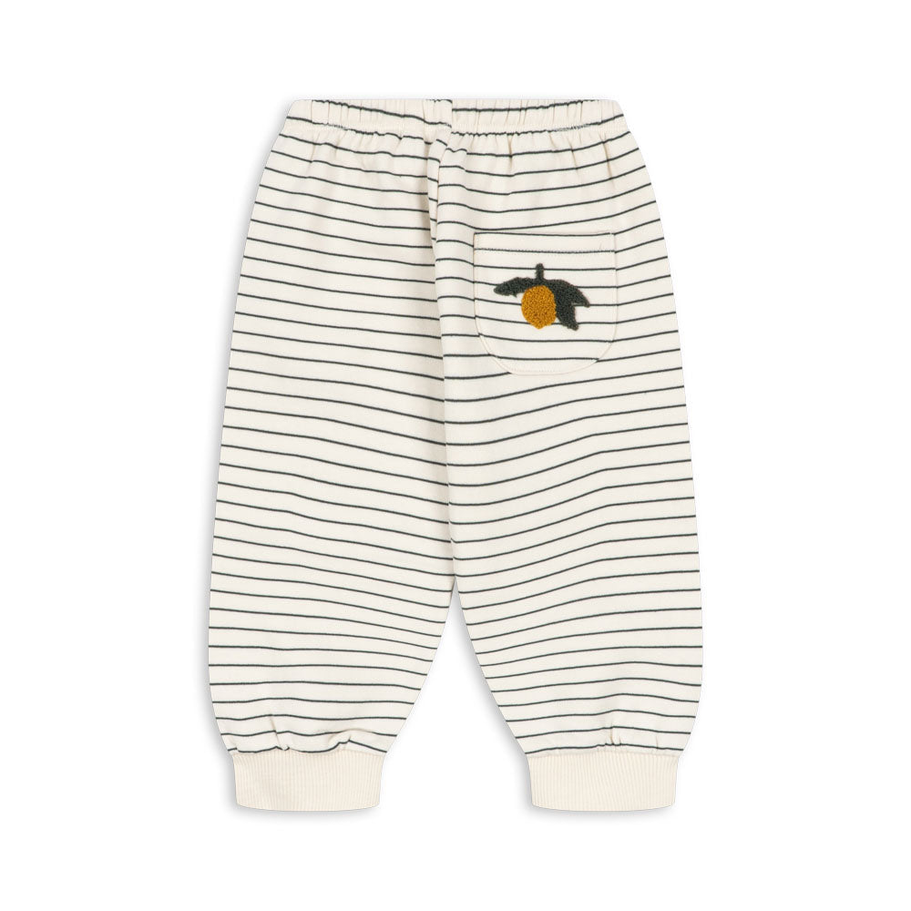 Embroidered Lemon Striped Sweatpants