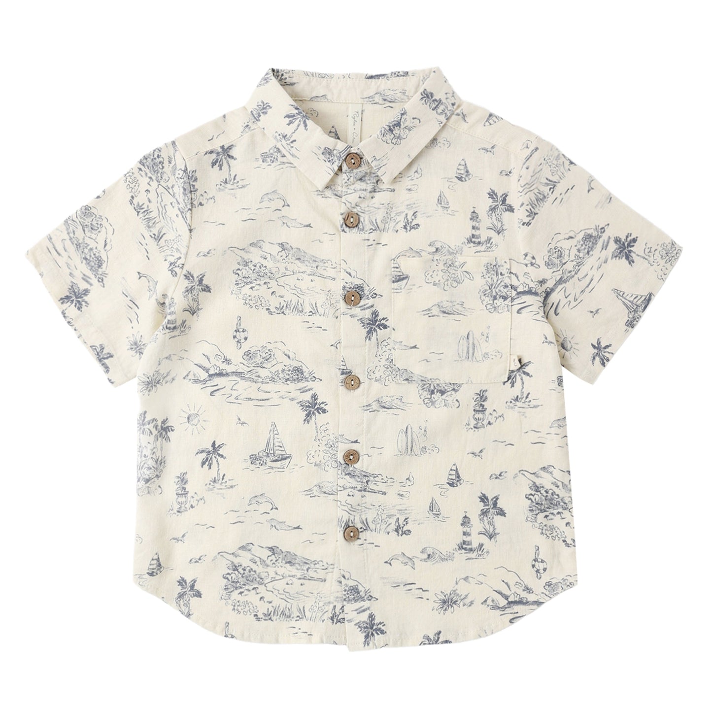 Collared Short Sleeve Shirt in Ocean Toille