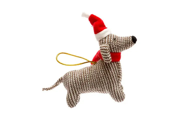 Knit Dachshund Dog Christmas Ornament