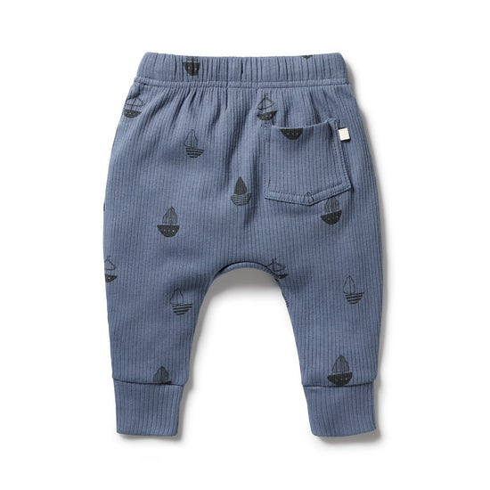 Organic Rib Slouch Pant in Bilie Boats