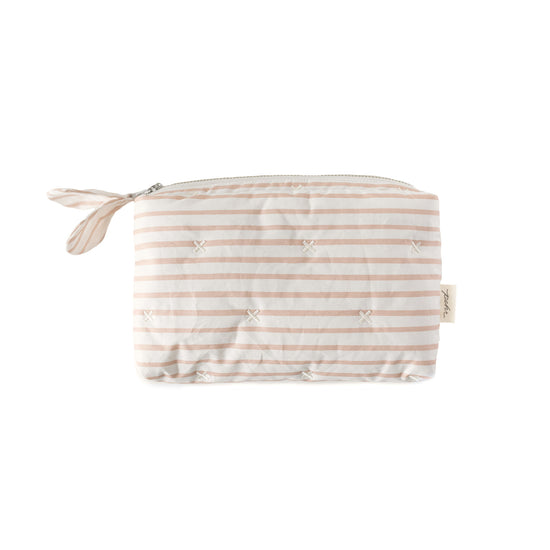 Load image into Gallery viewer, On the Go Mini Pouch in Rose Pink Stripe
