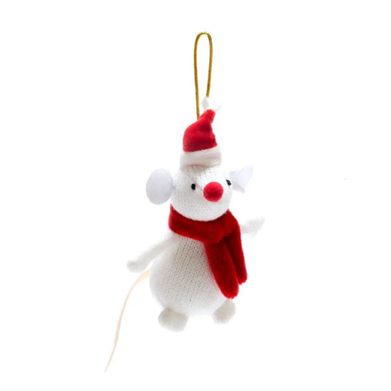 Load image into Gallery viewer, Knit White Mouse Christmas Ornament
