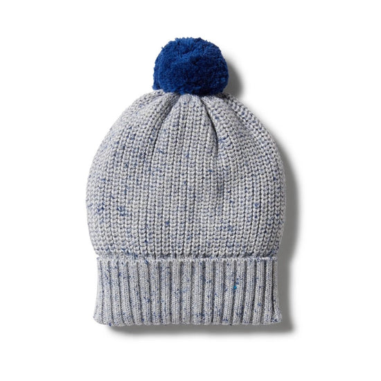 Winter Blue Fleck Knit Hat