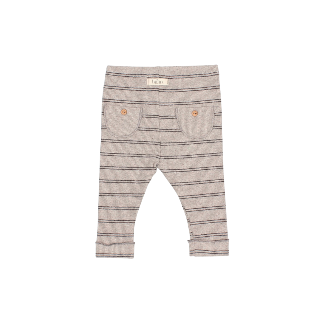 Soft Rib Pant in Stone Stripe